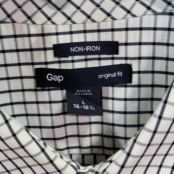 Gap Men's White Checkered Original Fit Button Down Shirt Size Large (16-16 1/2) - Picture 2 of 6